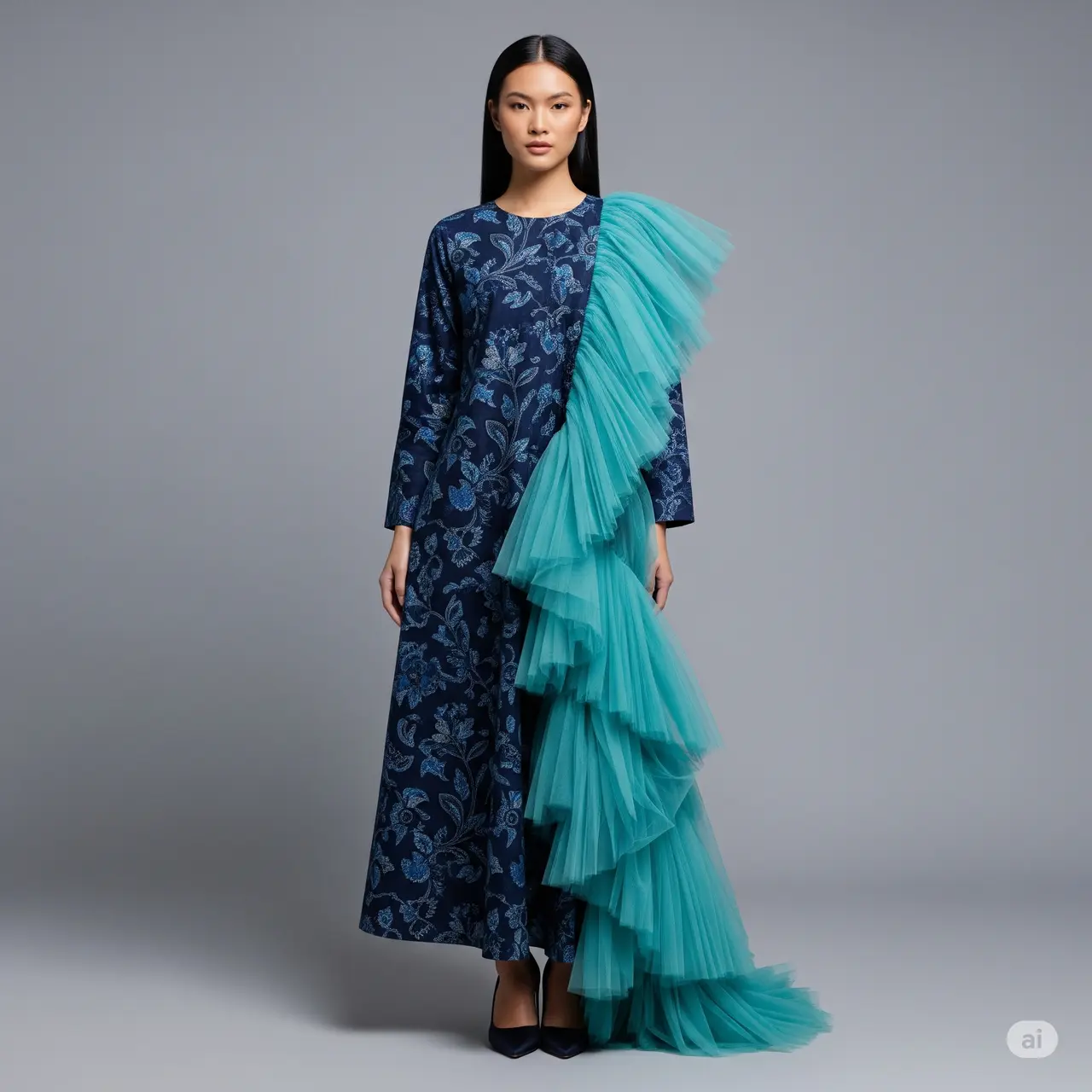 Gaun Batik Kombinasi Tile Elegan 2025