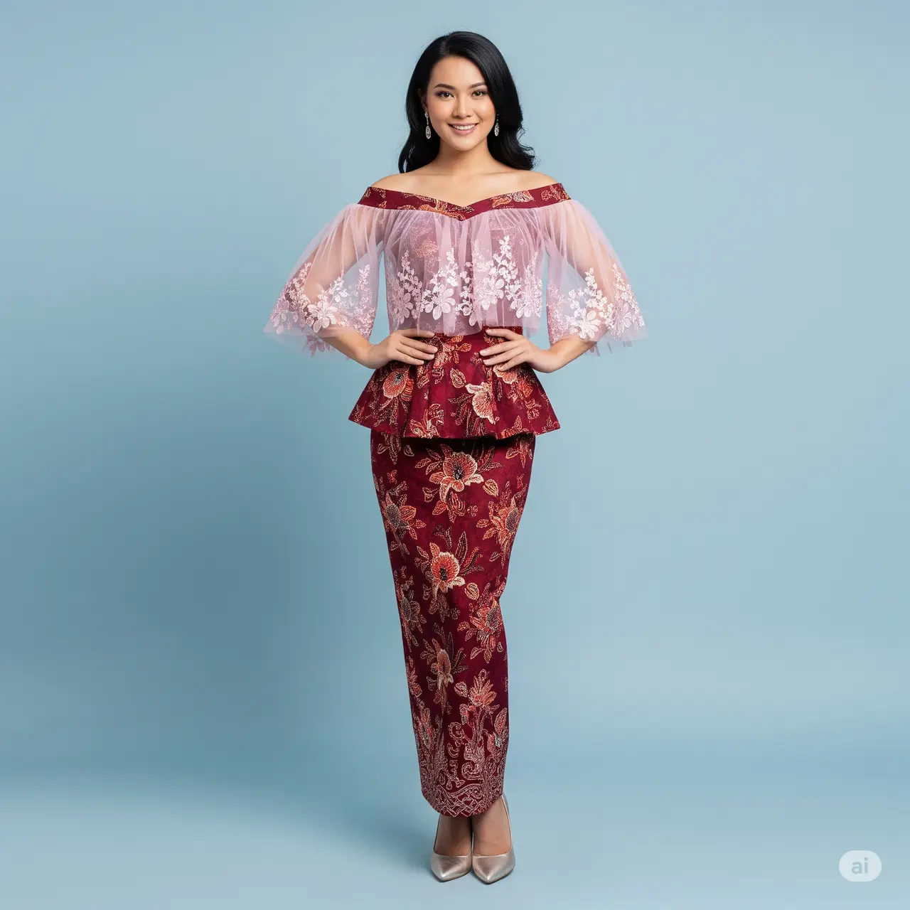 Gaun Batik Kombinasi Tile Elegan 2025