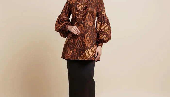 8 Inspirasi Busana Batik Midi Dress Lengan Bishop, Pilihan Tren 2025