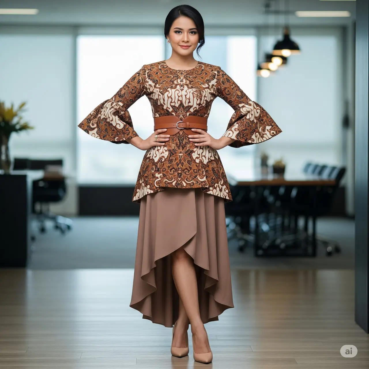 Batik Pesta Lengan Terompet Mewah. Foto: Gemini