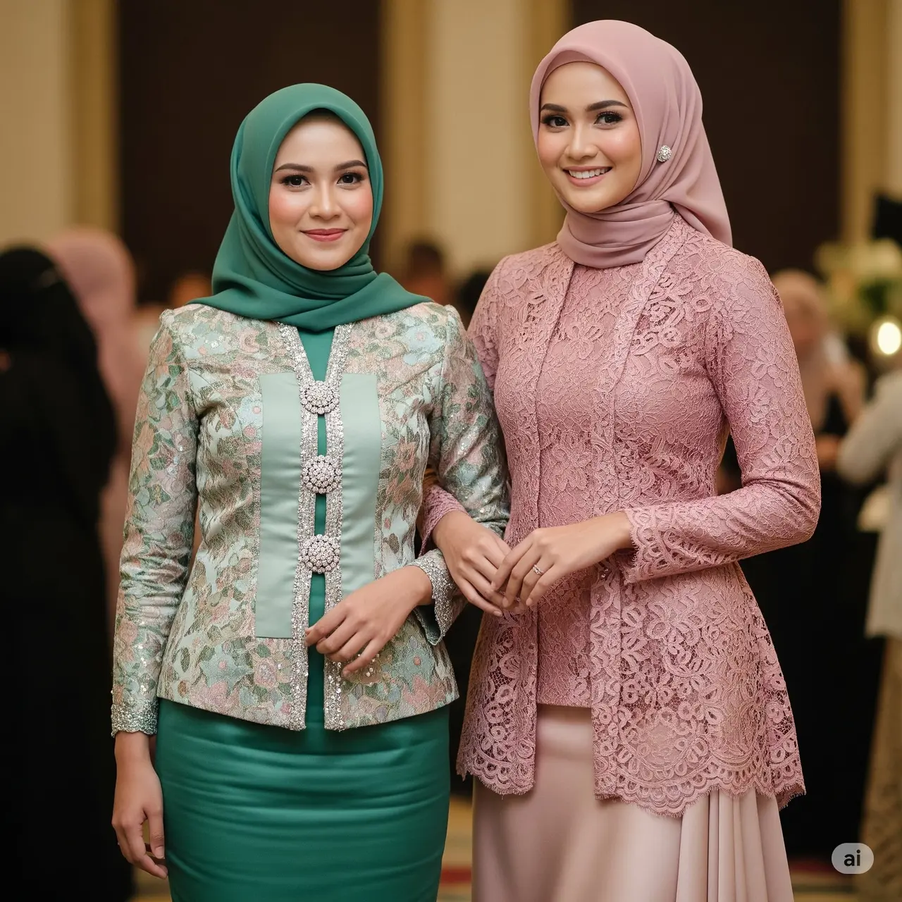 Kebaya Muslim Modern dengan Rok Satin Panjang. Foto: Gemini