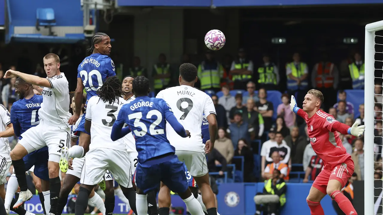 Penyerang Chelsea Joao Pedro menjebol gawang Fulham di pekan ketiga Premier League 2025/2026 di Stamford Bridge, Sabtu (30/08/2025) malam WIB.