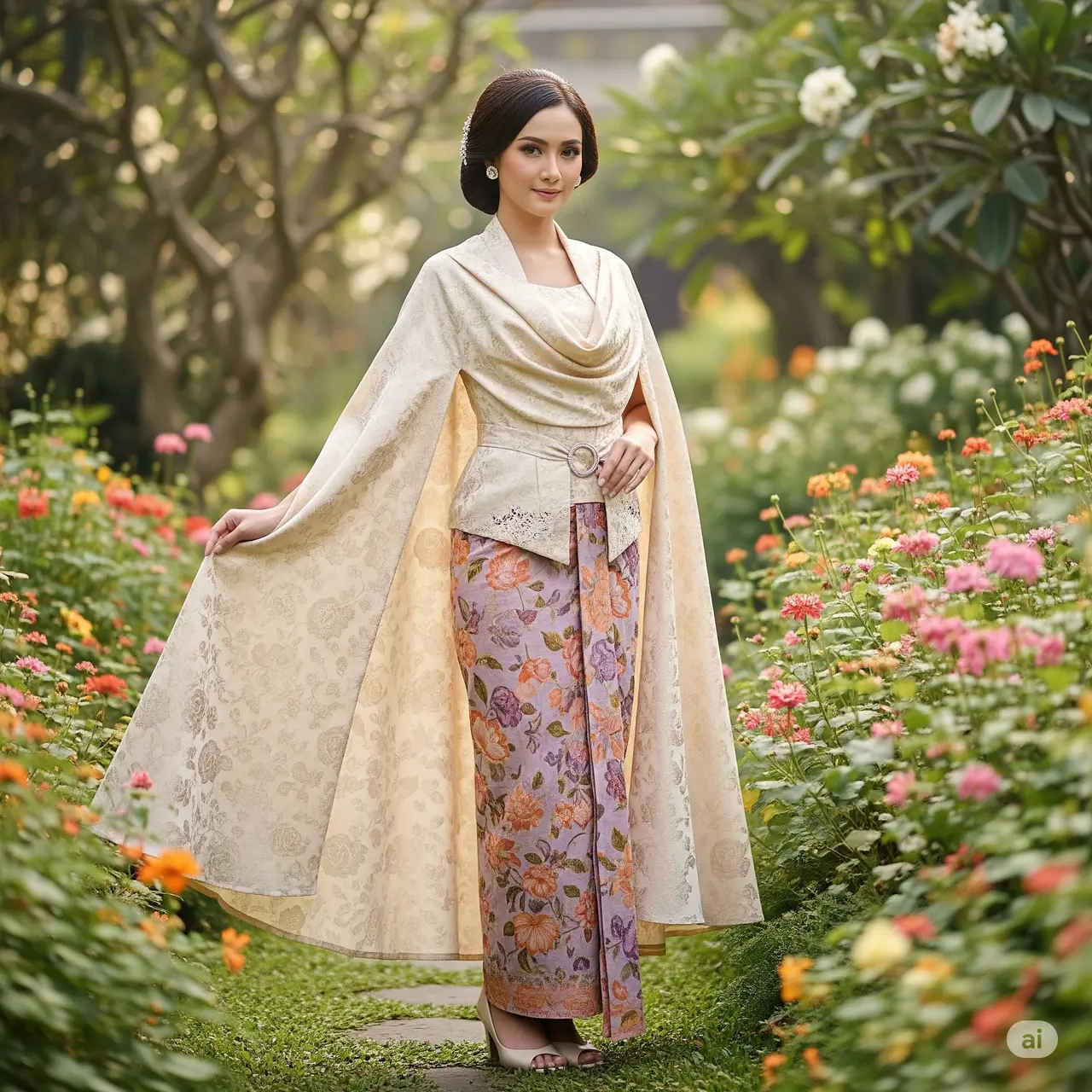 7 Inspirasi Kebaya Modern Brokat Batik dan Rok Lilit Batik.