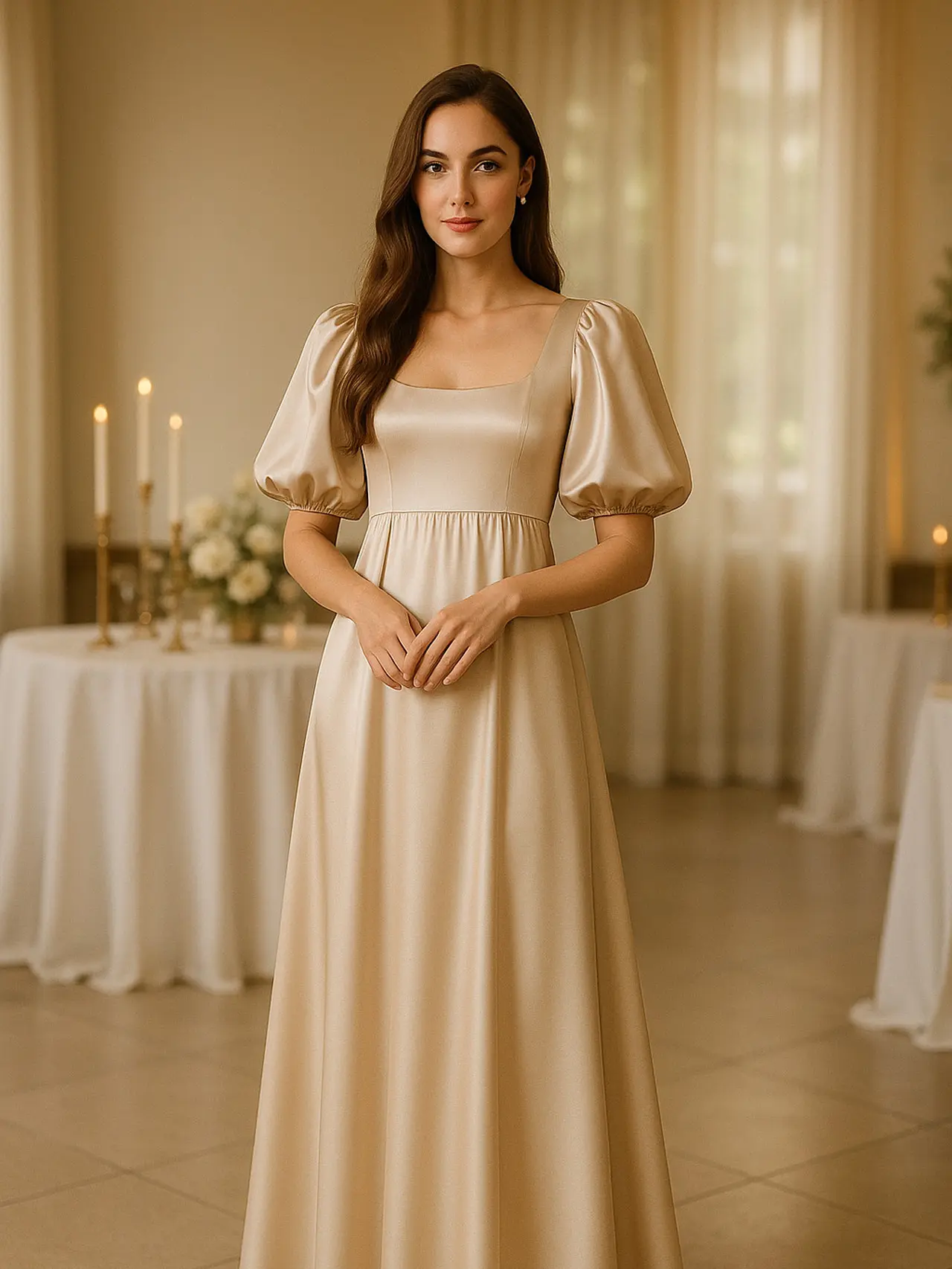 Pilihan Long Dress Satin Lengan Puff