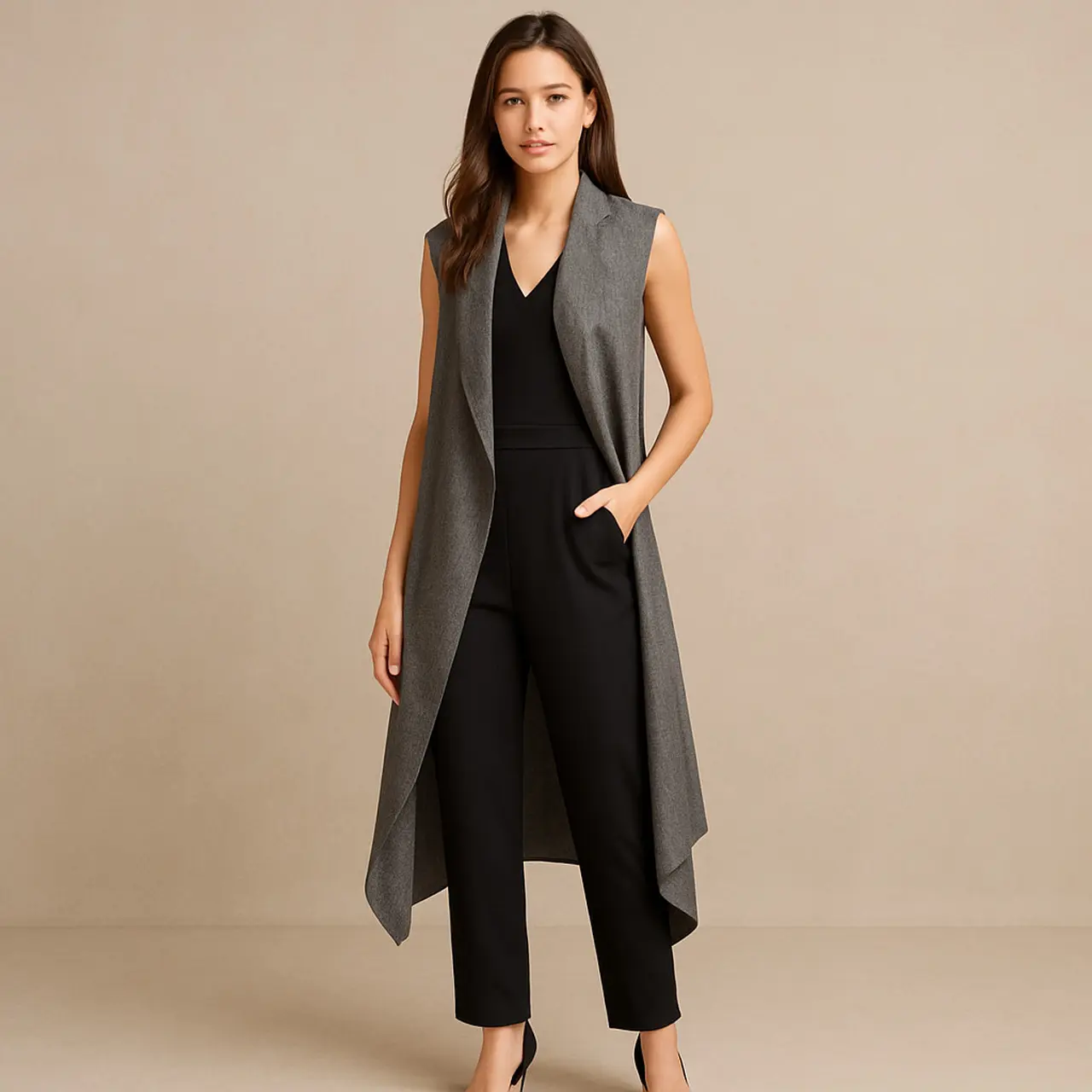 7 Inspirasi Mix and Match Outer Panjang Tanpa Lengan untuk Tampil Stylish