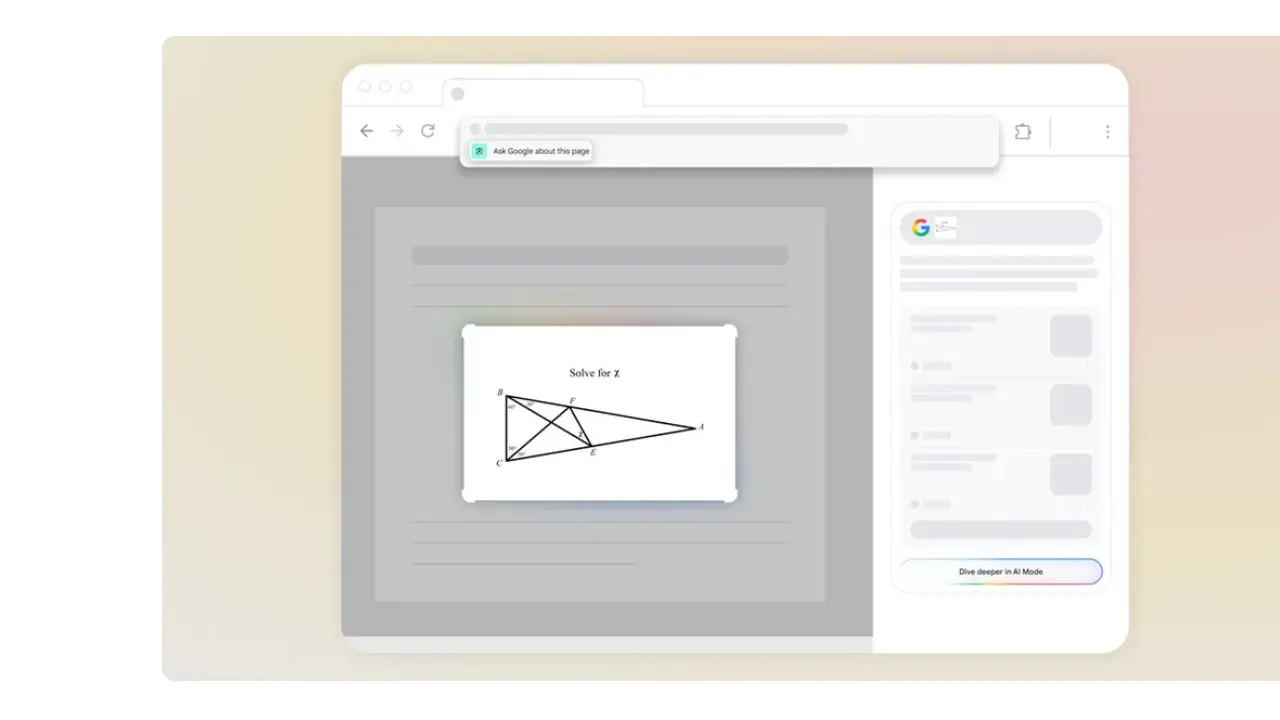 Fitur AI Mode di Google Chrome.