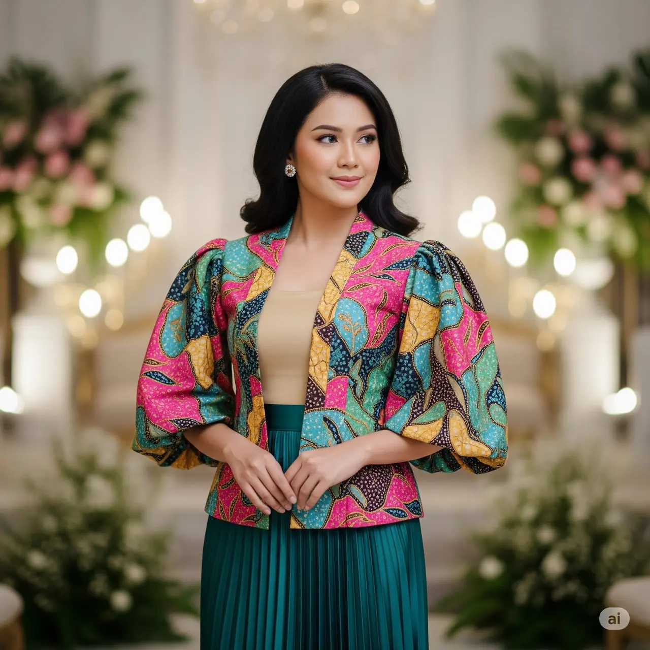 Batik Pesta Lengan Terompet Mewah. Foto: Gemini