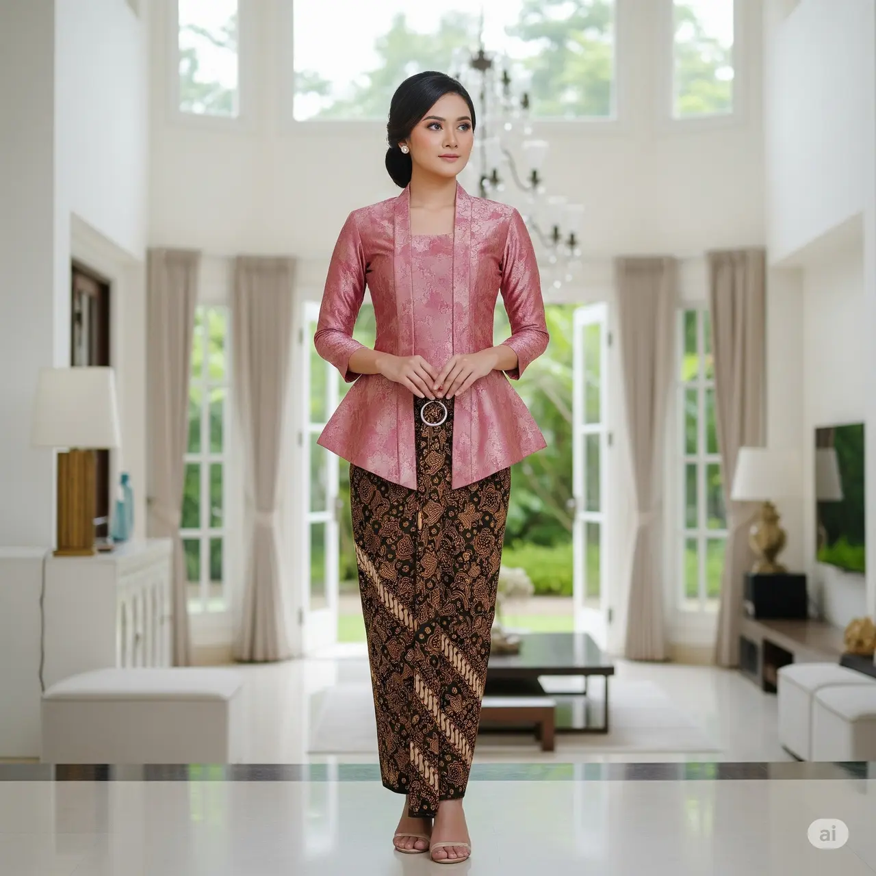 7 Inspirasi Kebaya Modern Brokat Batik dan Rok Lilit Batik.
