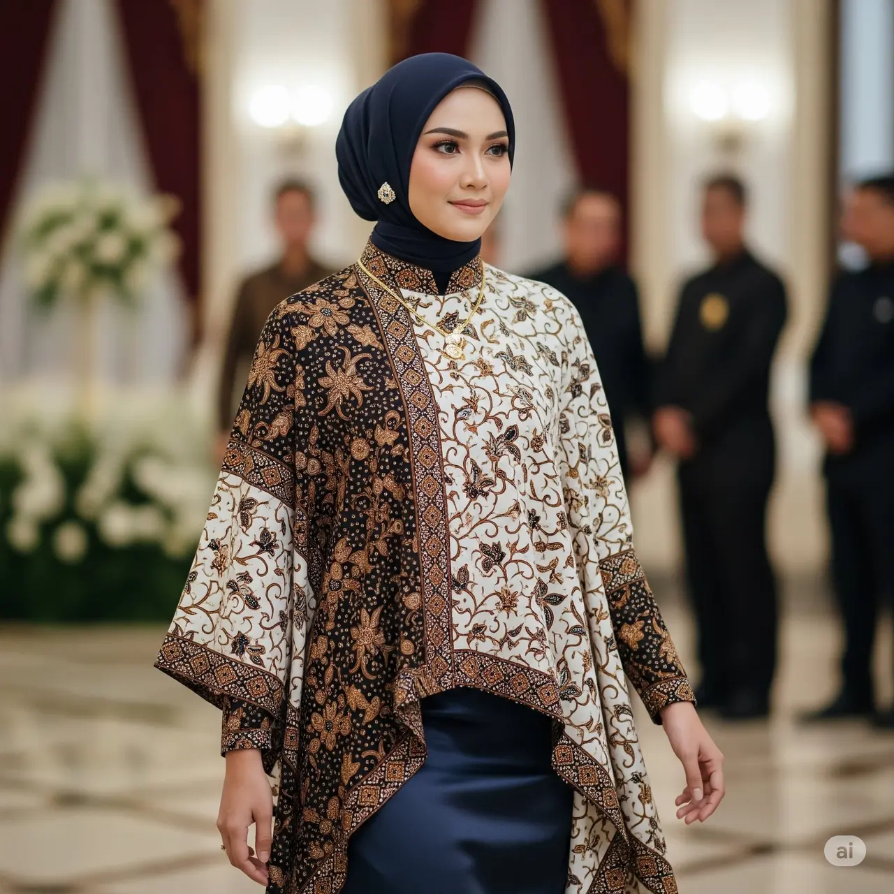 Kebaya Muslim Modern dengan Rok Satin Panjang. Foto: Gemini