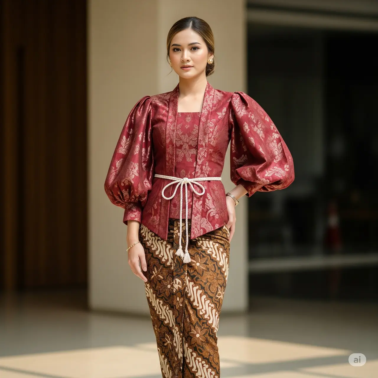 7 Inspirasi Kebaya Modern Brokat Batik dan Rok Lilit Batik.