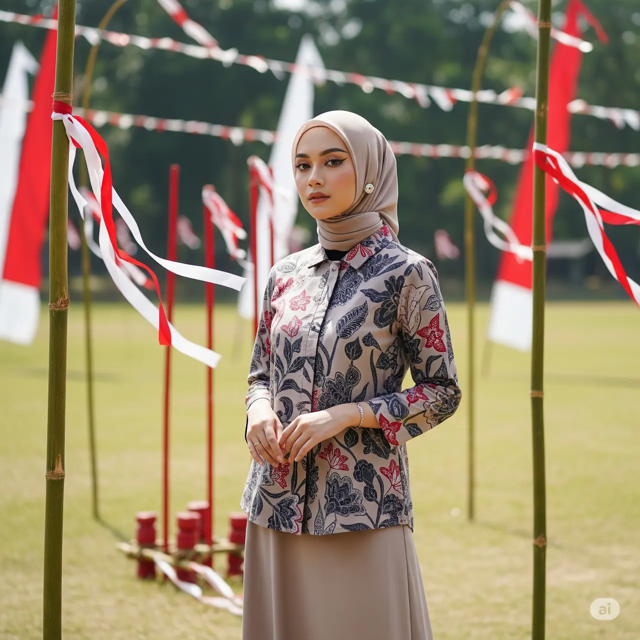7 Inspirasi Padu Padan Batik dan Rok untuk Upacara HUT RI ke-80 (Foto: Gemini AI)
