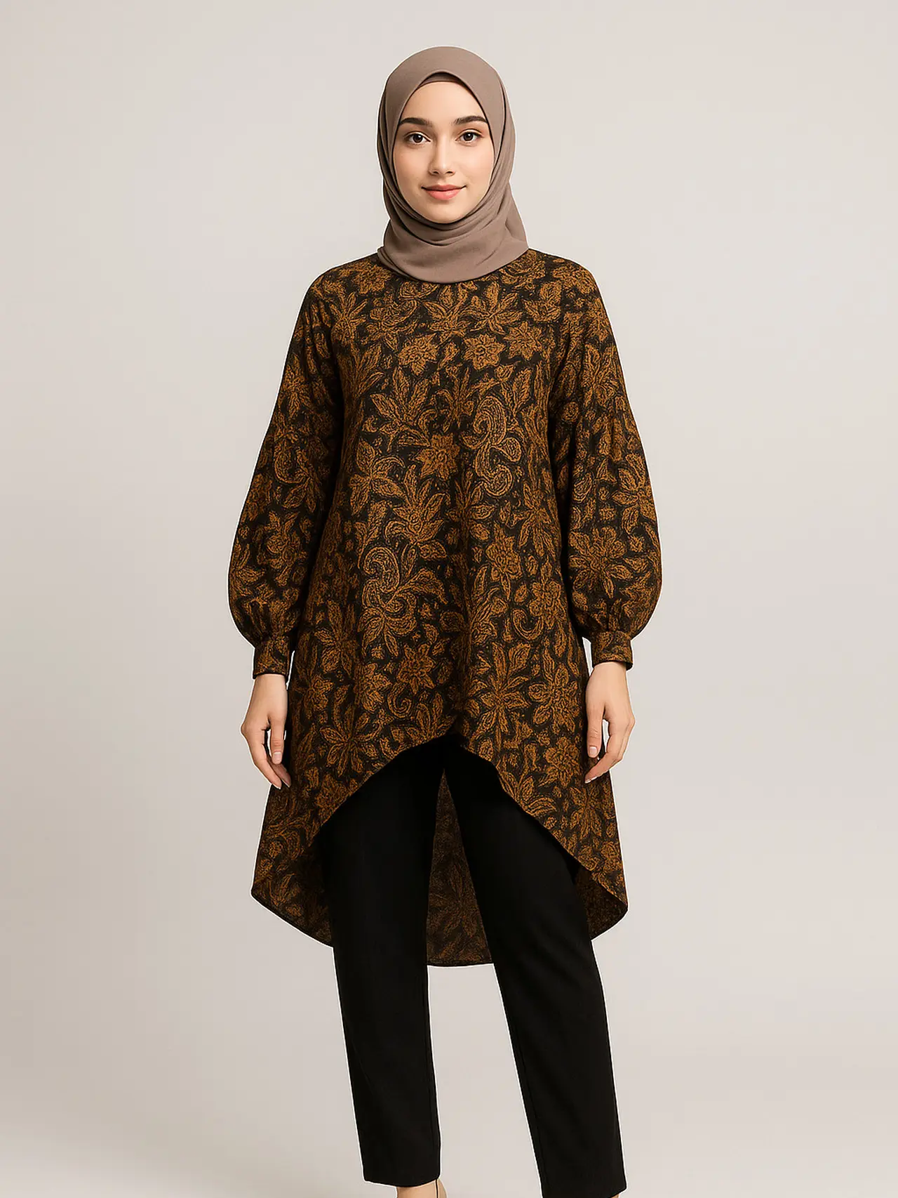 7 Inspirasi Tunik Batik Longgar Lengan Bishop/AI