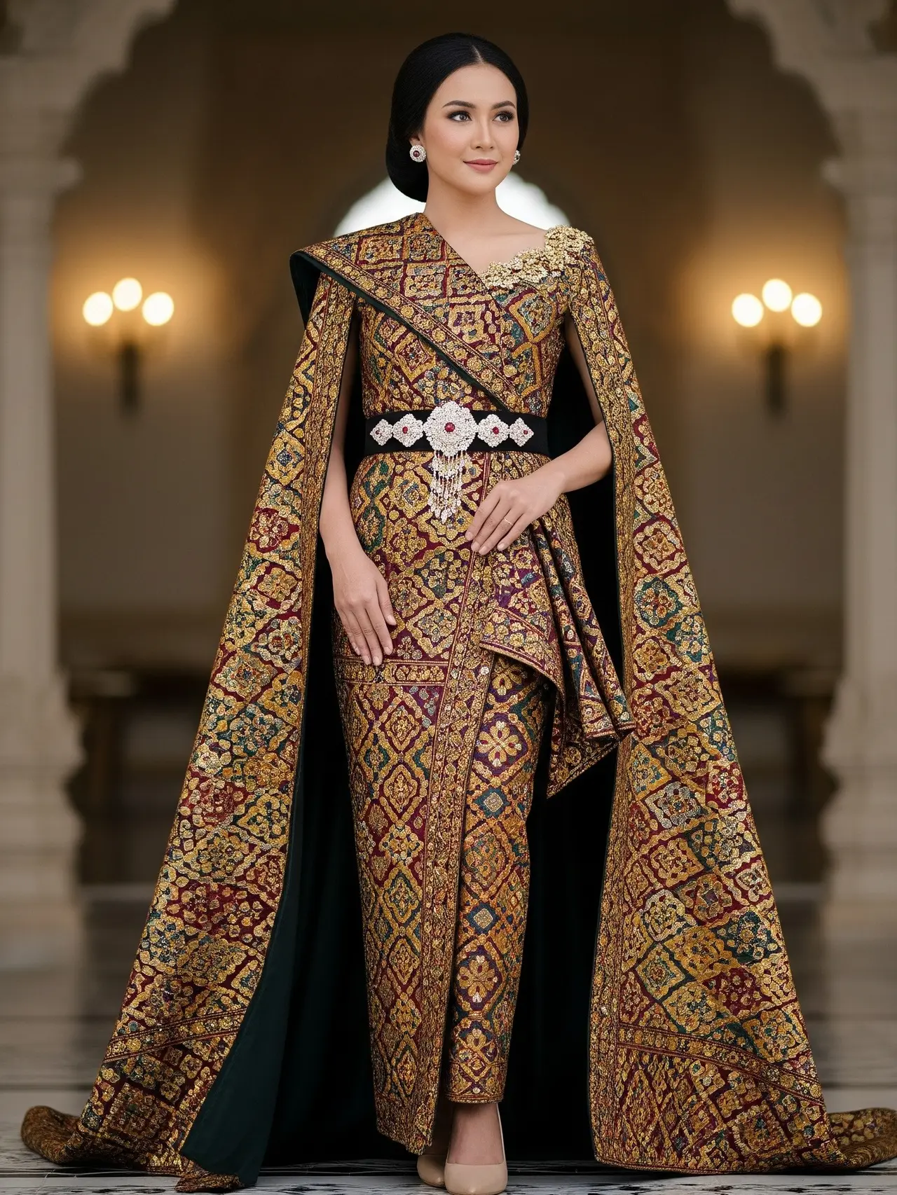 Model Long Dress Brokat Cape Elegan 2025