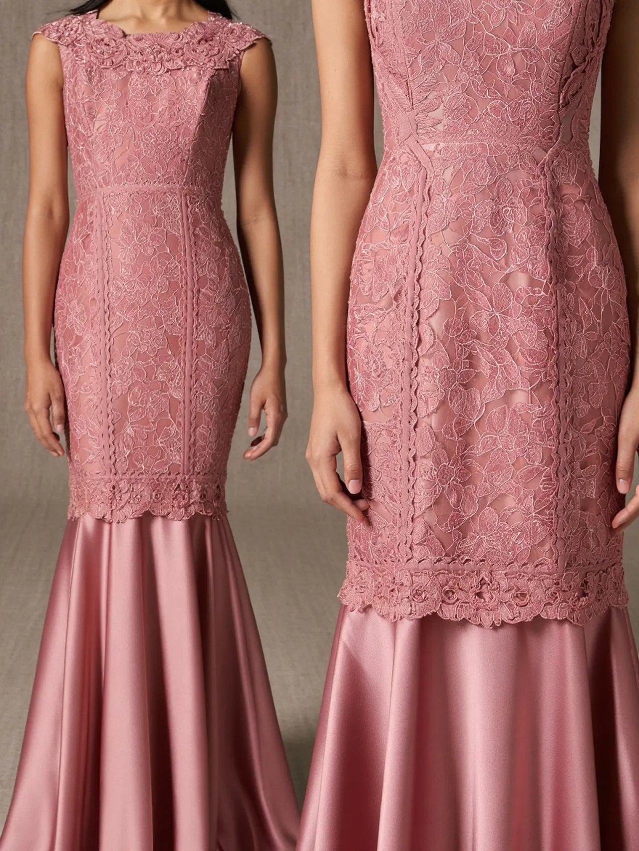 Long Dress Brokat Mermaid Dusty Pink Favorit 2025 (Reve)