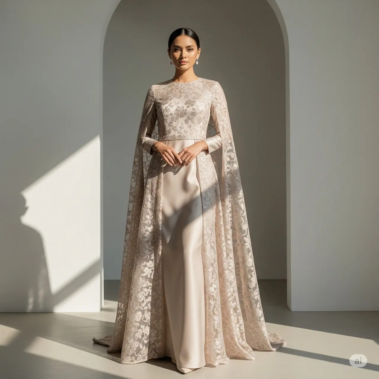 Model Long Dress Brokat Cape Elegan 2025