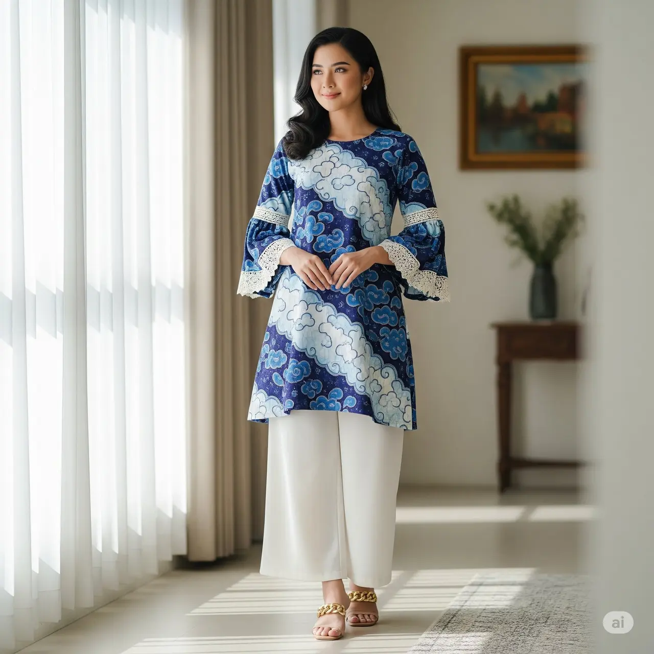 Batik Pesta Lengan Terompet Mewah. Foto: Gemini