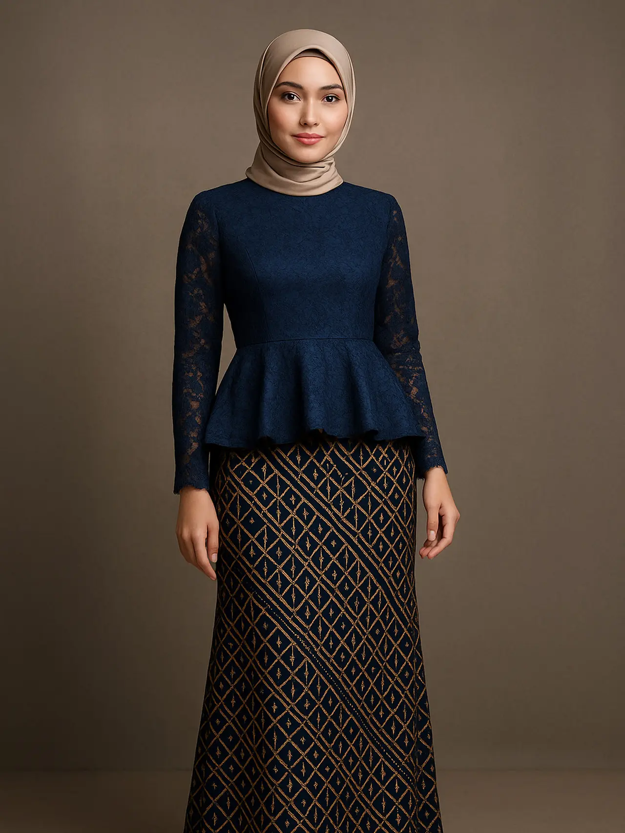 7 Inspirasi Long Dress Batik Brokat Lengan Panjang, Tampil Anggun dan Mewah di 2025 (sumber:AI)