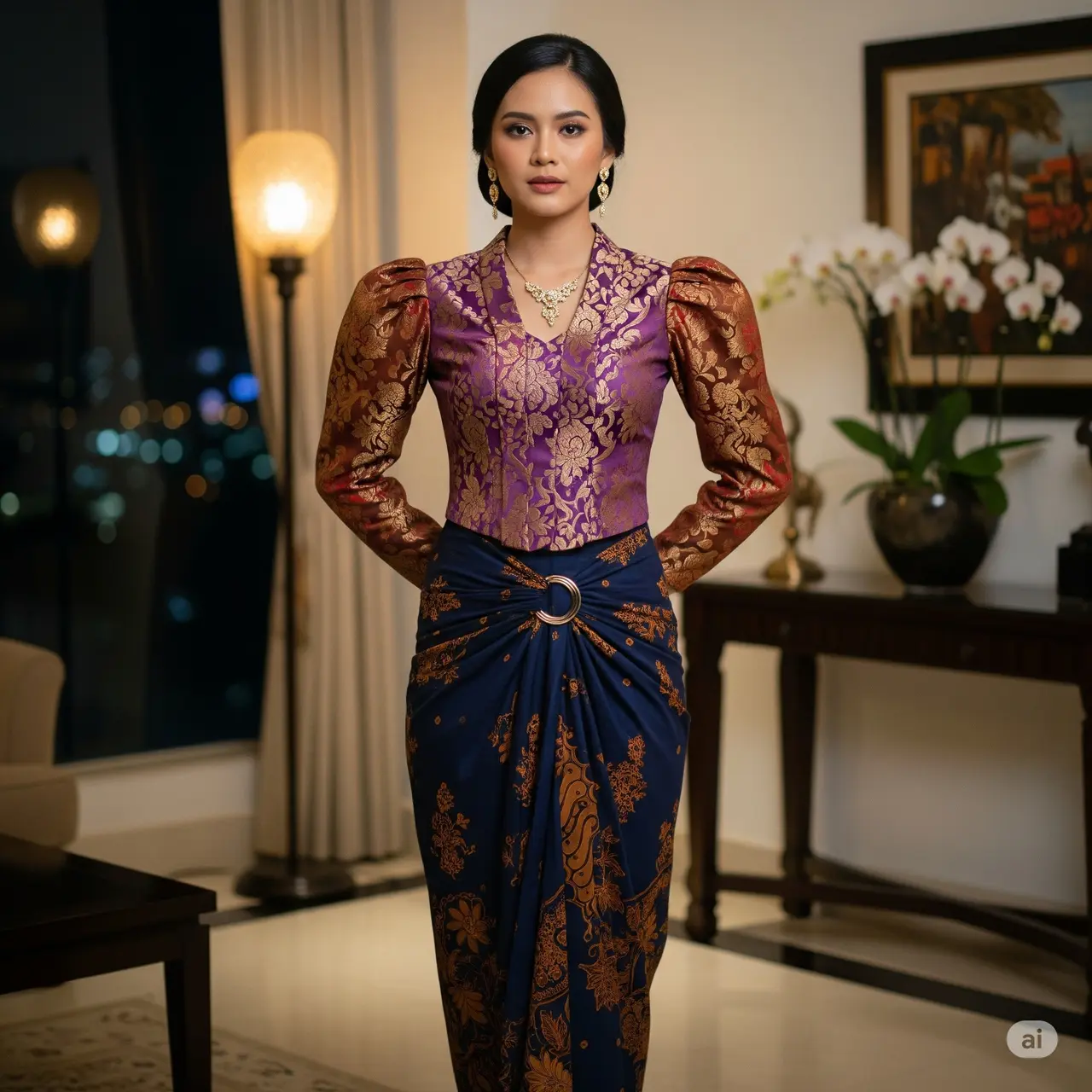 7 Inspirasi Kebaya Modern Brokat Batik dan Rok Lilit Batik.