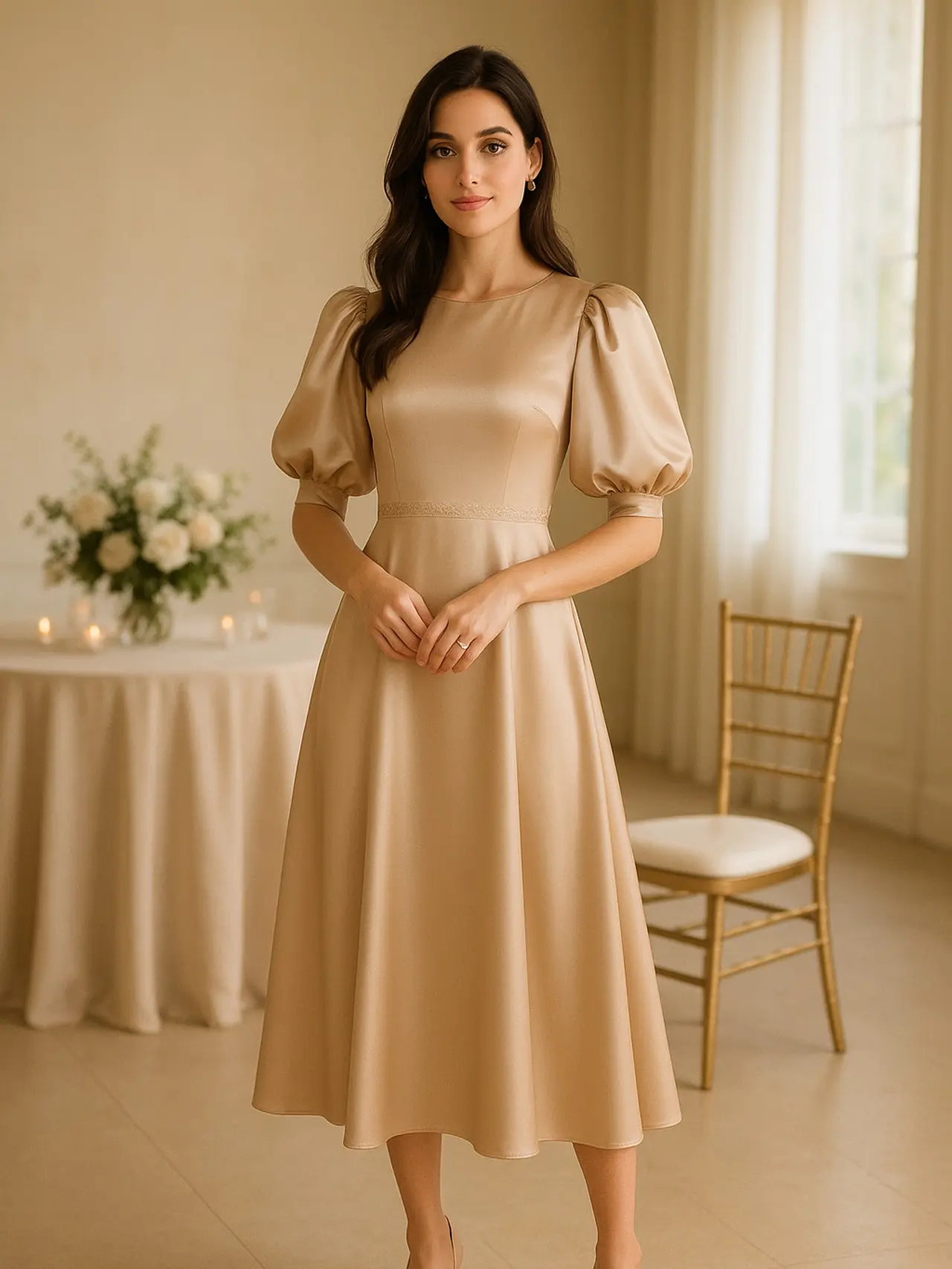 Pilihan Long Dress Satin Lengan Puff