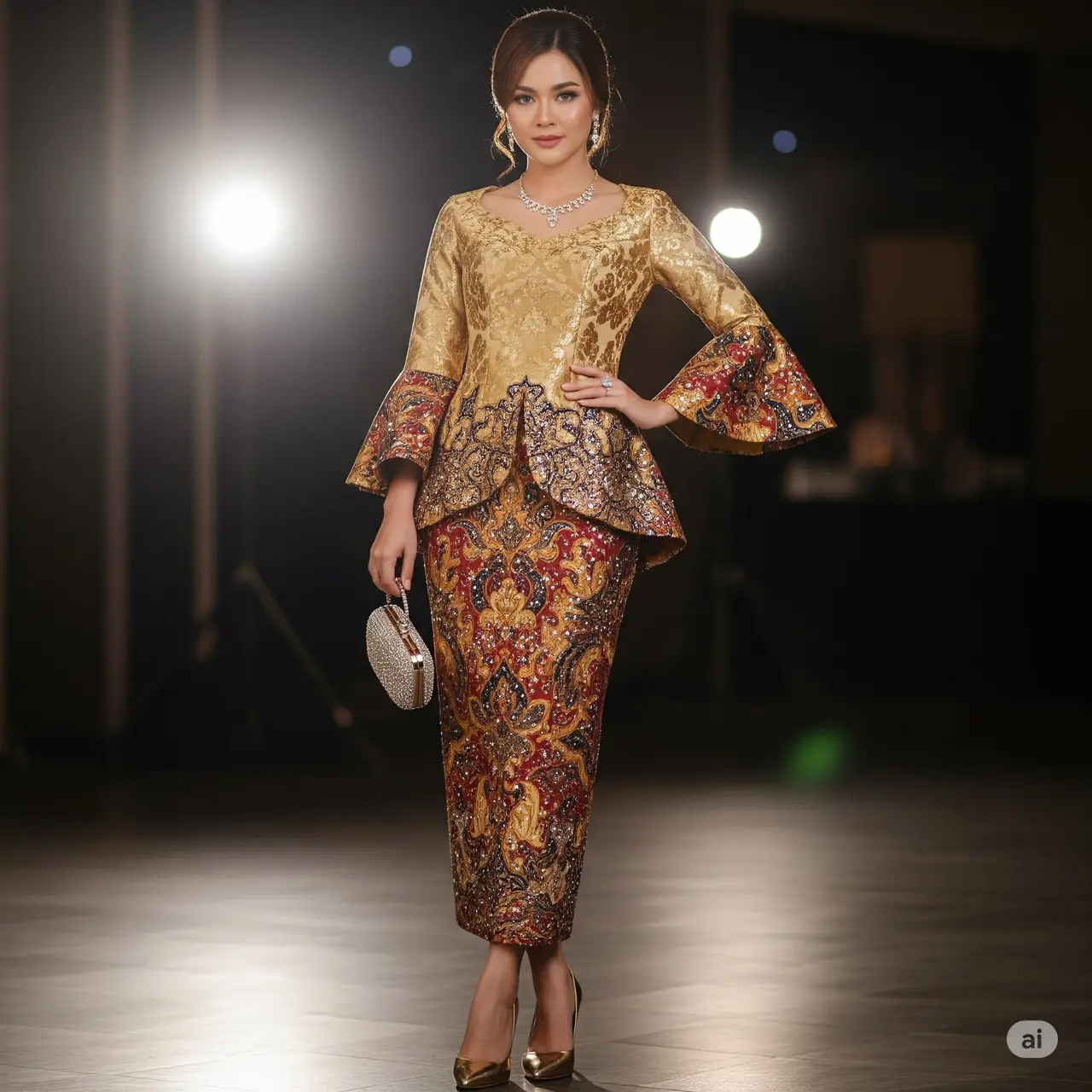 Batik Pesta Lengan Terompet Mewah. Foto: Gemini