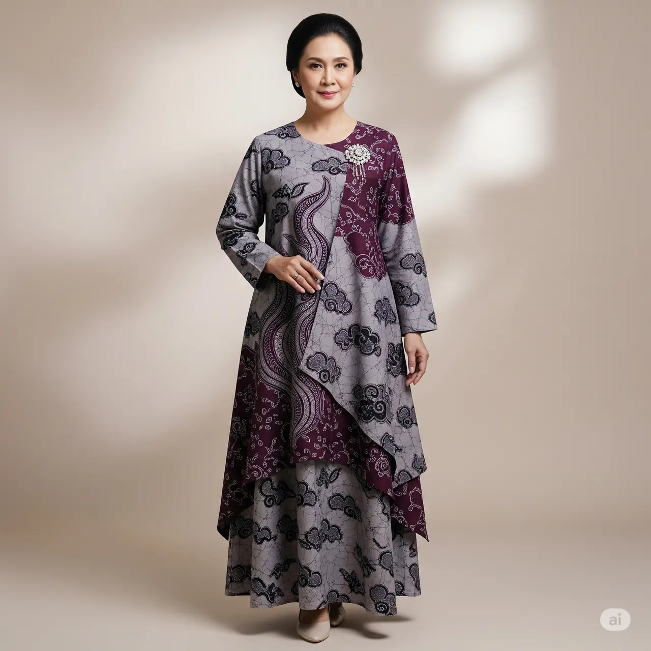 Dress Batik Loose Fit untuk Usia 50-an.