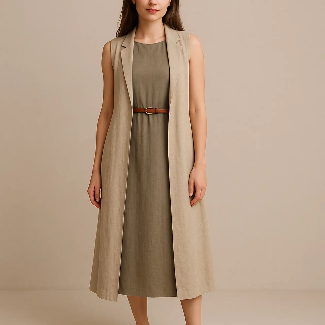 7 Inspirasi Mix and Match Outer Panjang Tanpa Lengan untuk Tampil Stylish