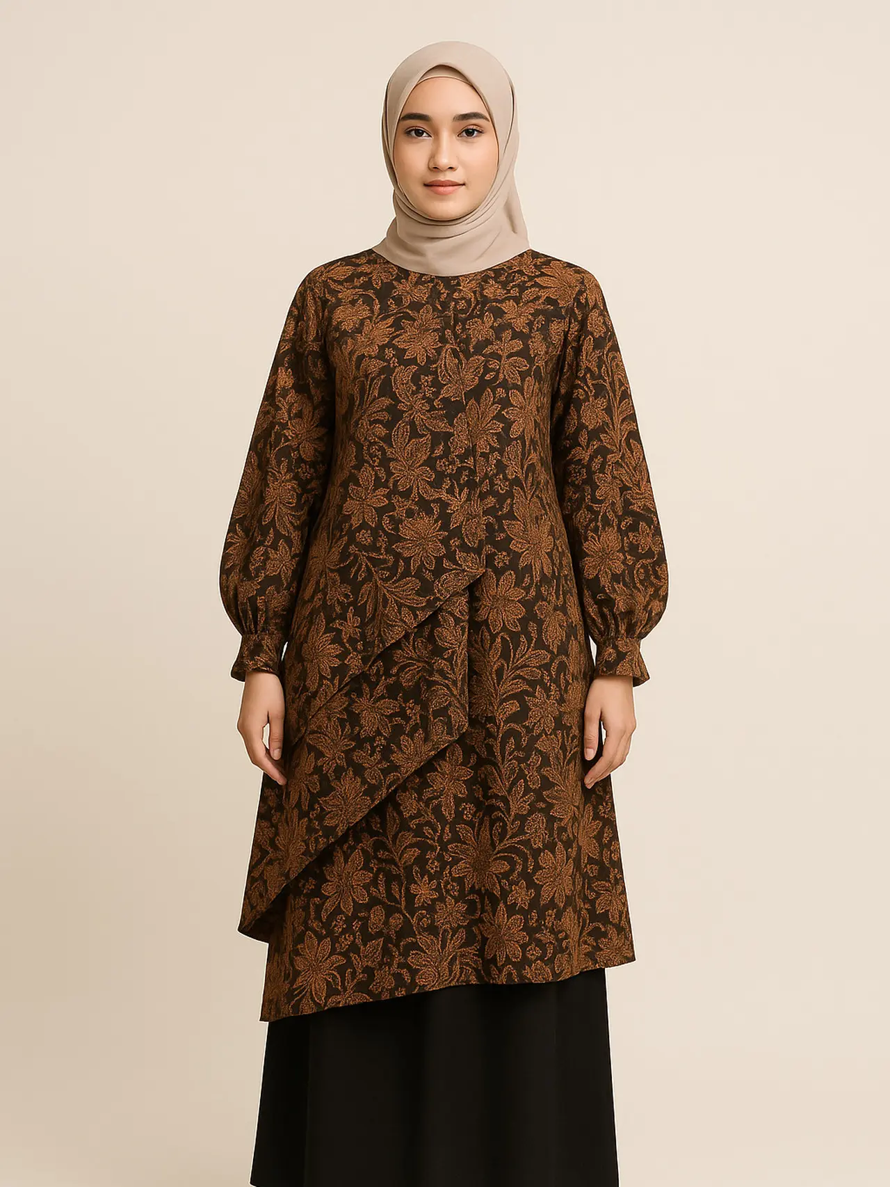 7 Inspirasi Tunik Batik Longgar Lengan Bishop/AI