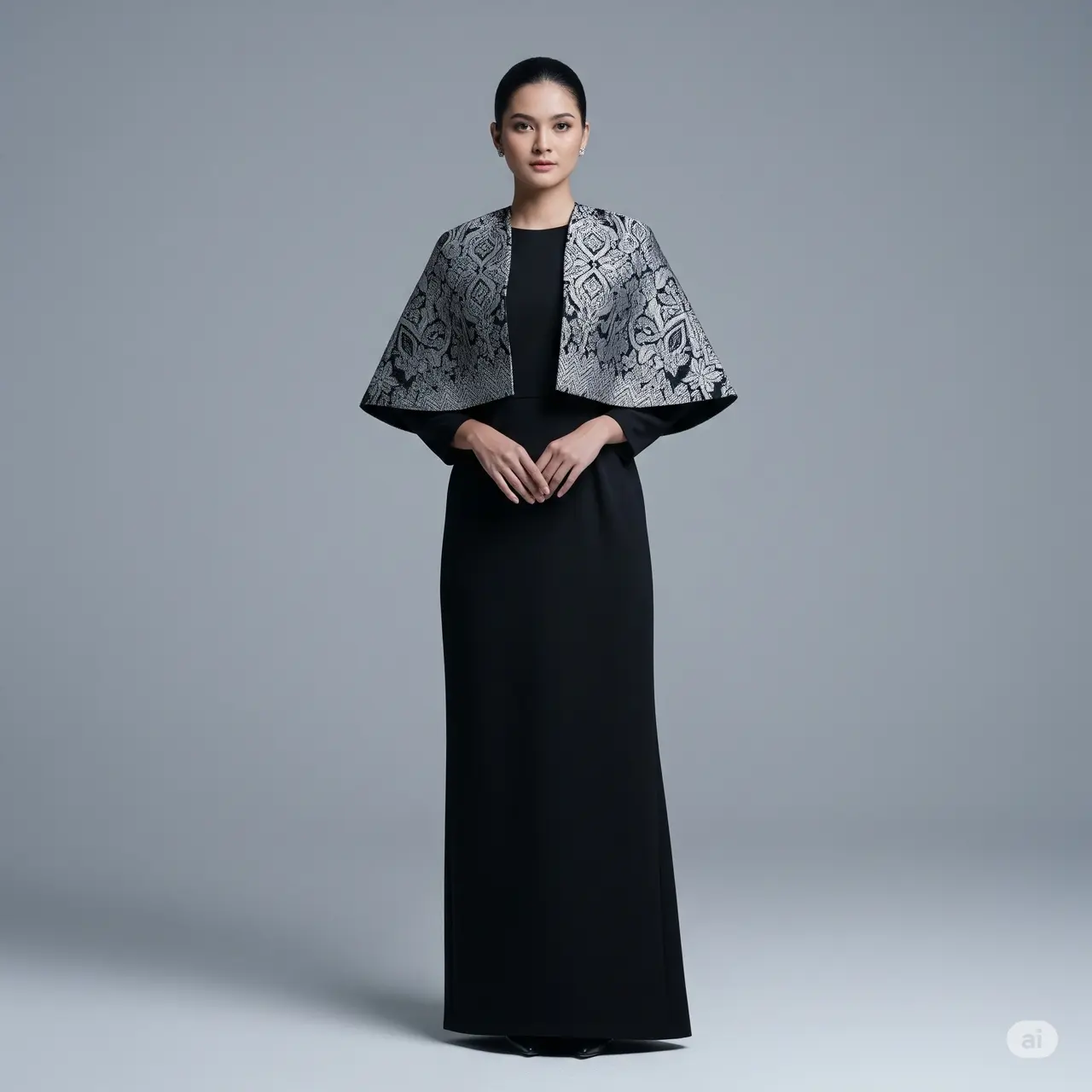 Model Long Dress Brokat Cape Elegan 2025