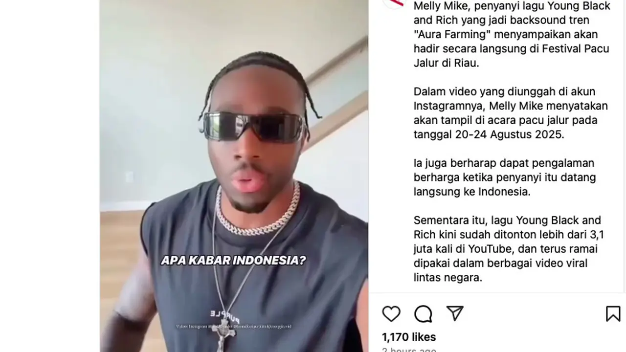 Melly Mike (Tangkapan layar Instagram)