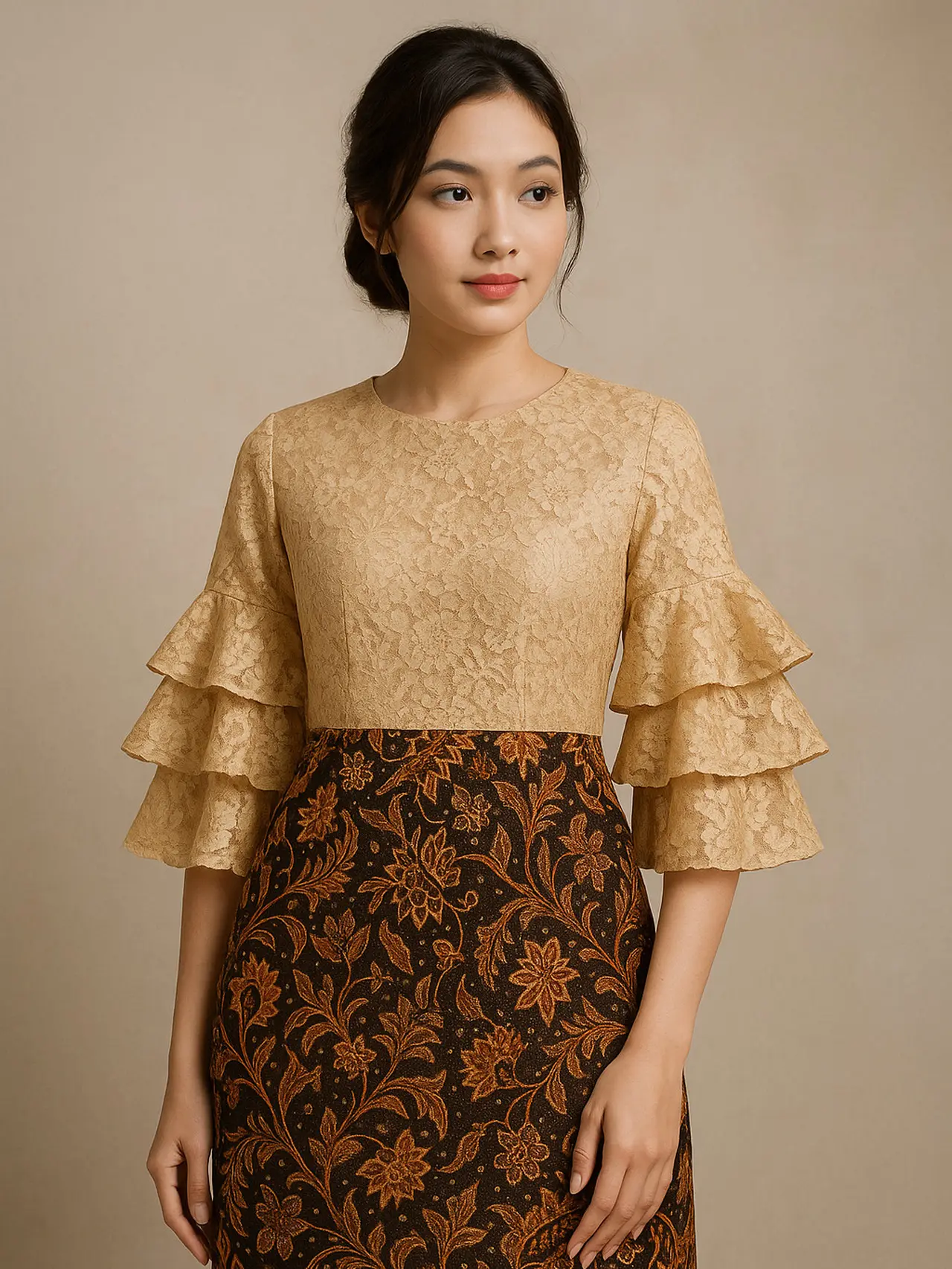 7 Tren Batik Brokat Kombinasi Lengan Tiga Lapis Teranyar 2025