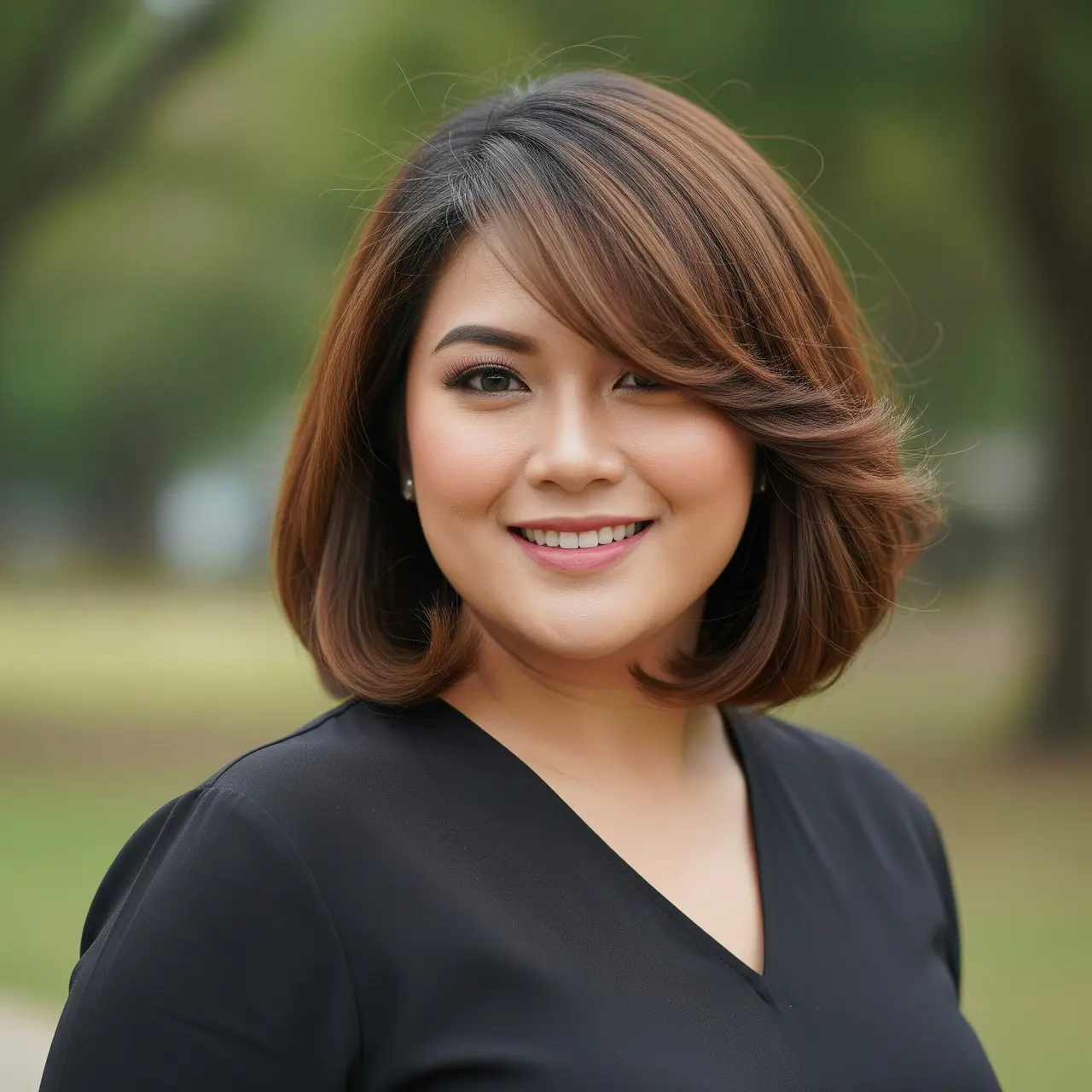 Potongan Rambut Wanita Gemuk Umur 30 Agar Terlihat Tirus.